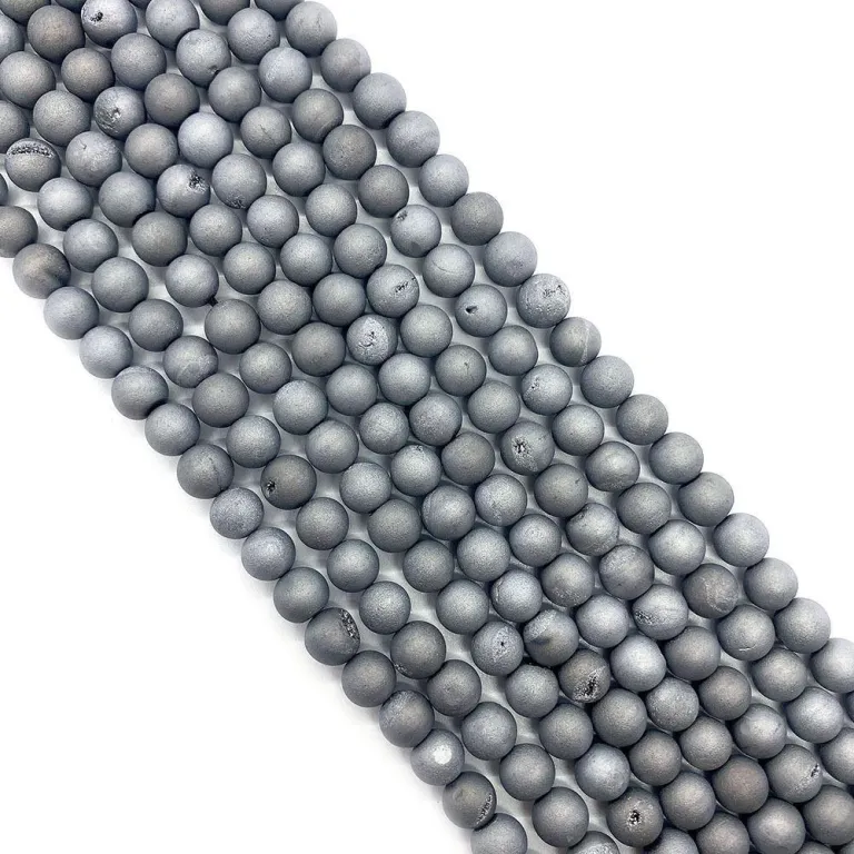 مهره گرد عقیق آبکاریشده 6/8/10mm مهره سنگی مات عمده برای ساخت زیورآلات و دستبند باروک