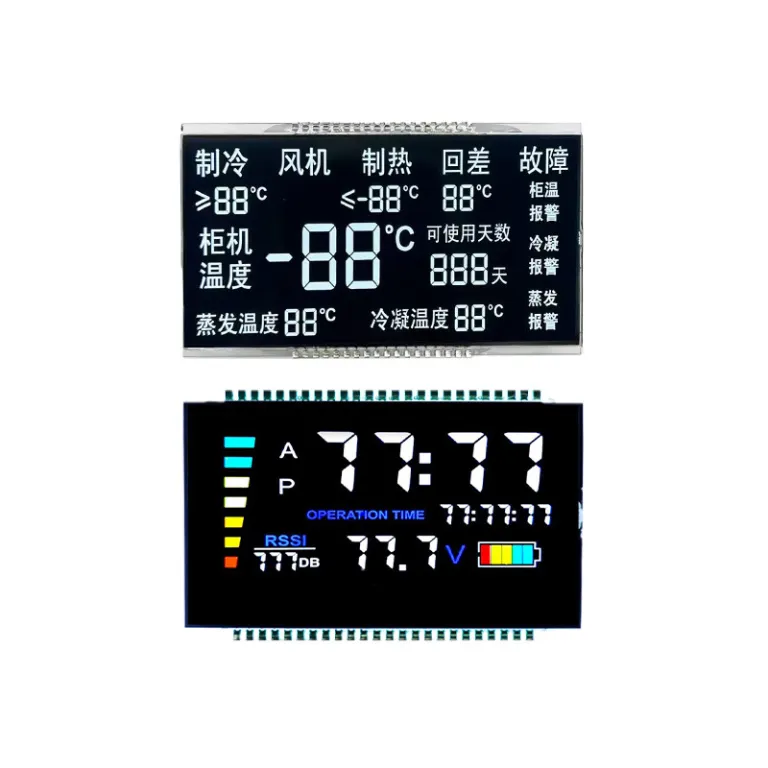 صفحه نمایش LCD سگمنتی فوق باریک برای ابزار اندازه‌گیری دقیق، پایدار در دماهای بالا و پایین، ضد تداخل و با روشنایی بالا