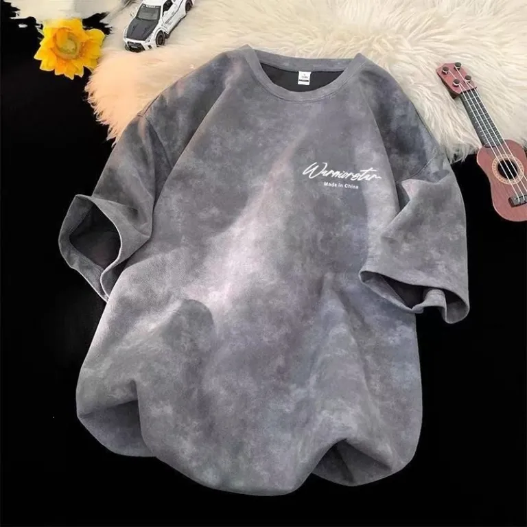 تی‌شرت آستین‌کوتاه مردانه طرح تای‌دای سنگین ترندی گشاد آمریکایی تابستانی