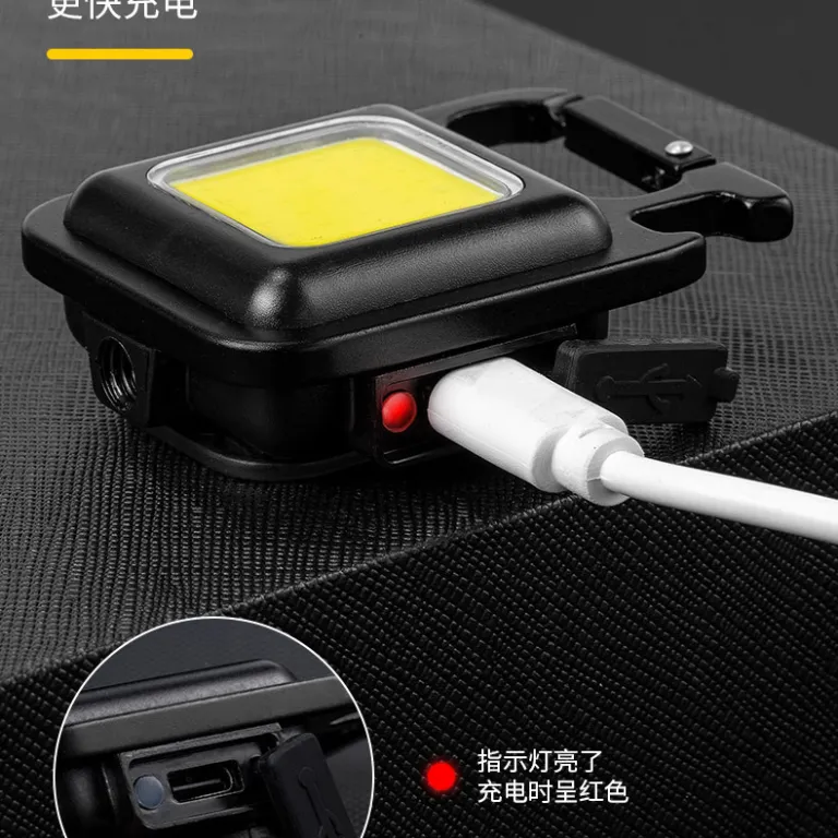 چراغ قوه جاکلیدی COB قابل حمل با شارژ USB، مناسب روشنایی اضطراری در فضای باز