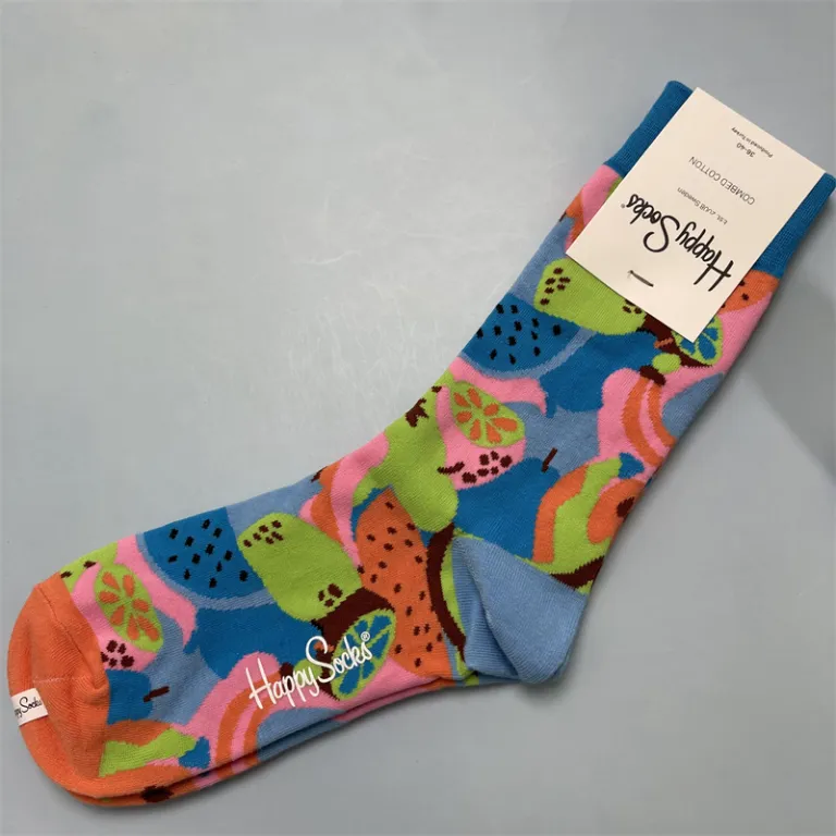 جوراب زنانه رنگارنگ HappySocks طرح کارتونی بامزه مدل اینستاگرامی نیمه‌ساقه بیرونی خیابانی