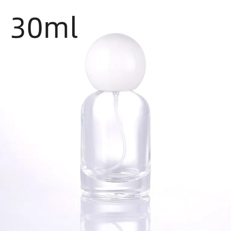 بطری تقسیم عطر با درپوش چوبی، بطری عطر قابل حمل لوکس با ظرفیت بالا، بطری خالی پمپی شیشه‌ای شفاف جایگزین