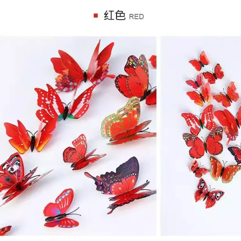 3D برچسب دیواری پروانه سه‌بعدی خلاقانه خودچسب برای اتاق کودک، پذیرایی و یخچال