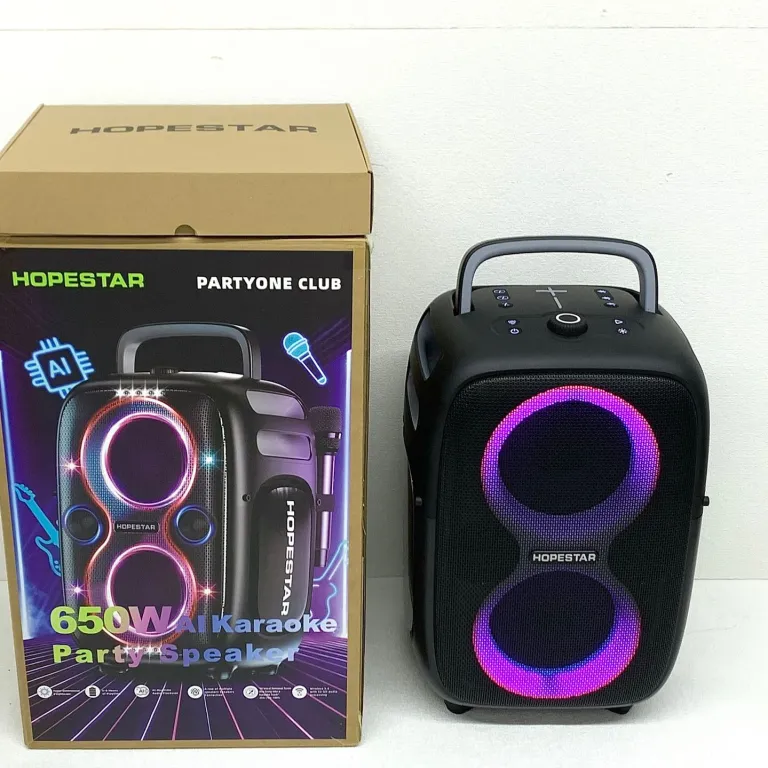 650W اسپیکر بلوتوثی بی‌سیم قابل حمل HOPESTAR PARTYONE CLUB با دو میکروفون دستی و نور RGB