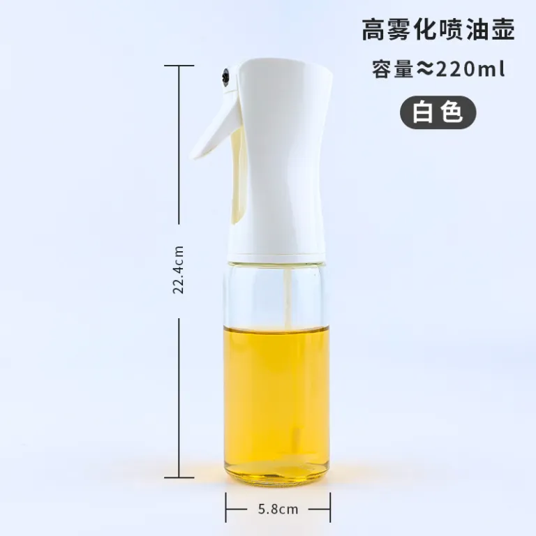 220ml بطری اسپری روغن شیشه‌ای، اسپری روغن آشپزخانه، بطری اسپری روغن زیتون خوراکی خانگی، ابزار عالی باربیکیو با پاشش مه