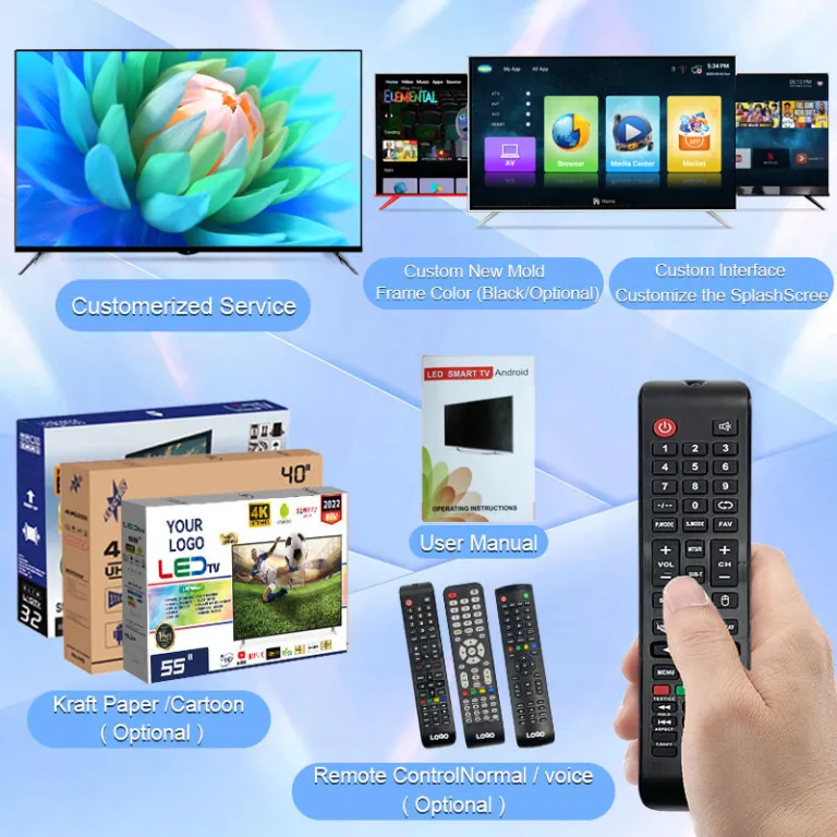 تلویزیون هوشمند 55 اینچ 65 اینچ 75 اینچ 85 اینچ 100 اینچ شبکه 4K بدون قاب تلویزیون مانیتور کامپیوتر