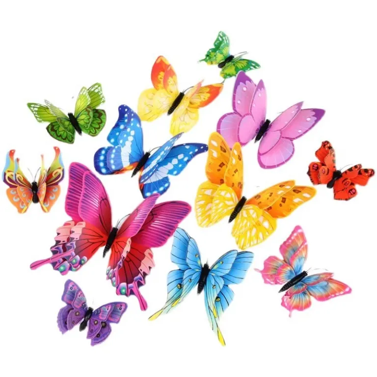 3D برچسب دیواری پروانه سه‌بعدی خلاقانه خودچسب برای اتاق کودک، پذیرایی و یخچال