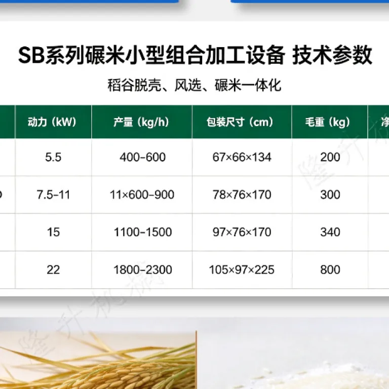 دستگاه ترکیبی پوست‌کن و سفیدکن برنج SB-10D/SB-30D با موتور دیزلی و برقی، دو کانال باد