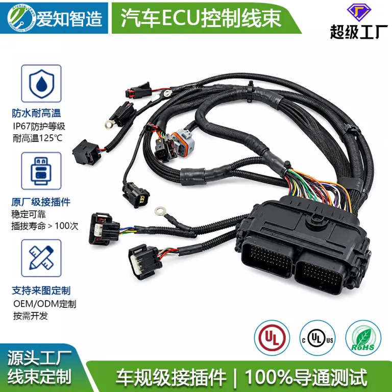 دسته سیم کنترل ECU خودرو سفارشی کارخانه IATF16949 دسته سیم سیستم کنترل موتور دارای گواهی