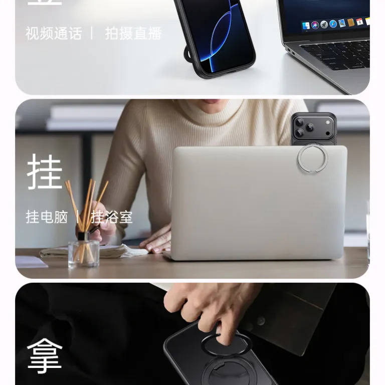 قاب گوشی پایه‌دار مناسب iPhone18Pro با پایه چرخشی مگنتی و لولای مقاوم اپل 17 دارای دکمه‌های سرخود