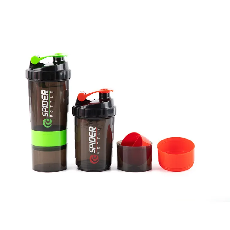 عرضه مستقیم کارخانه، شیکر طرح تار عنکبوت 500ml، مدل جدید بطری ورزشی سه‌لایه با فنر، قمقمه بدنسازی