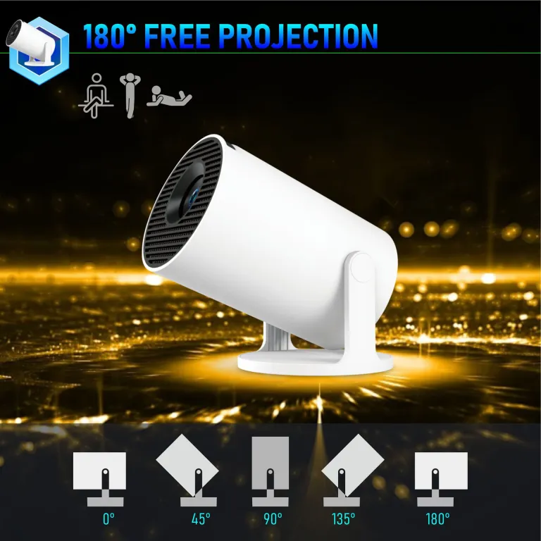 ویدئو پروژکتور قابل حمل مینی فوق کوتاه برد هوشمند با کیفیت Full HD اصلی HY300Pro + اندروید هوشمند H726 پرفروش صادراتی