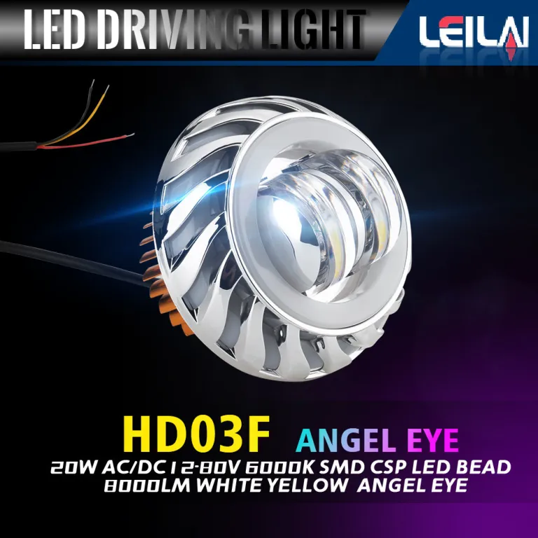 چراغ جلو LED یونیورسال خودرو و موتورسیکلت با لنز دوبل، فلاشر، چشم فرشته و چشم شیطان