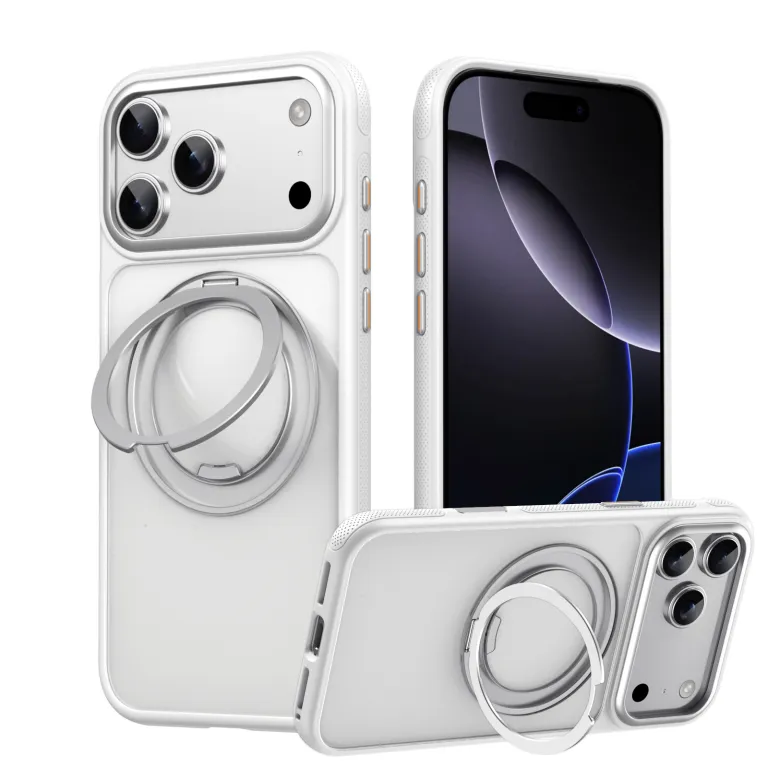 قاب گوشی پایه‌دار مناسب iPhone18Pro با پایه چرخشی مگنتی و لولای مقاوم اپل 17 دارای دکمه‌های سرخود