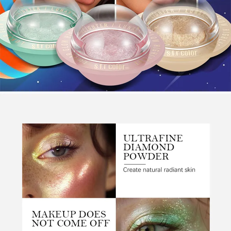 s.f.r سایه چشم پودری هایلایت سیاره‌ای درخشان برای کل بدن، آرایش براق طبیعی با استایل اروپایی-آمریکایی، عمده لوازم آرایش بین‌المللی