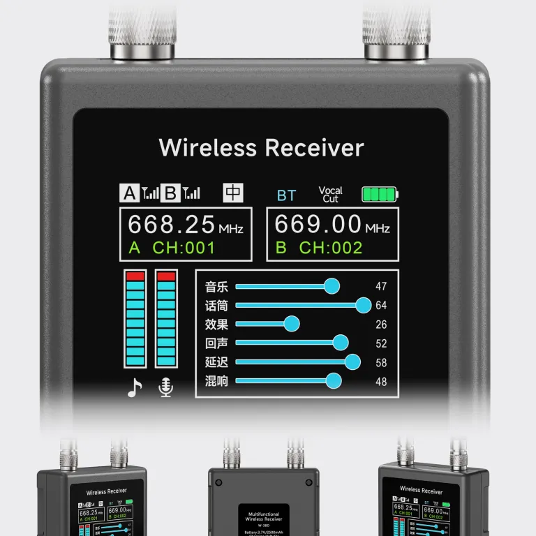 فرستنده و گیرنده صوتی بی‌سیم UHF تبدیل میکروفون سیمی به بی‌سیم با تغذیه فانتوم 48V