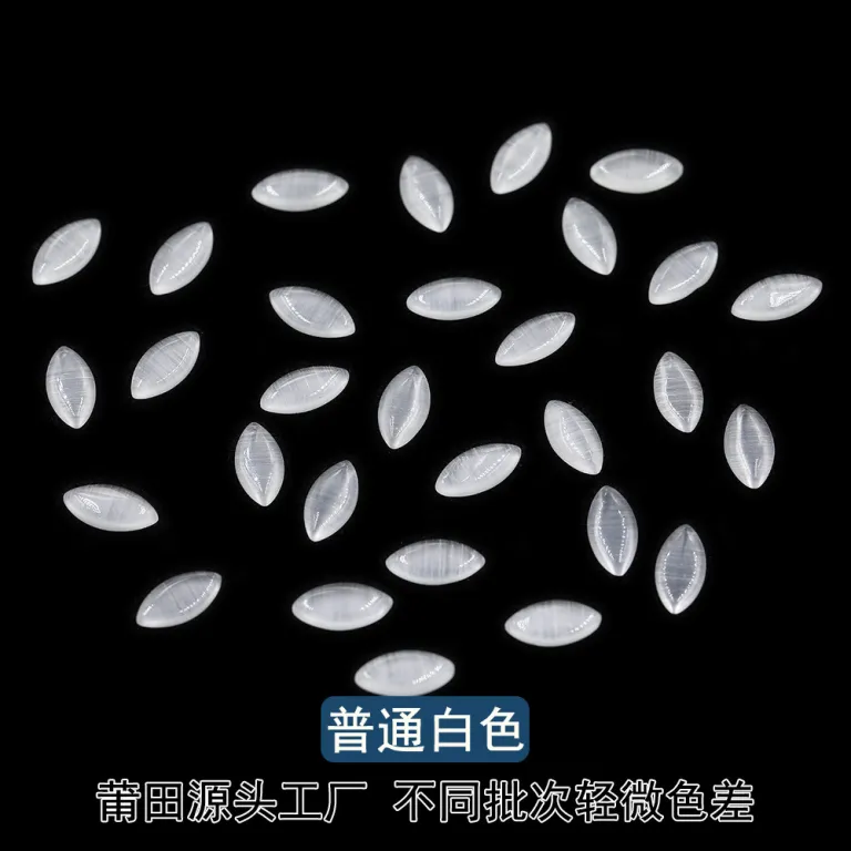 نگین چشم‌گربه‌ای مصنوعی بادامی 4*8mm با کف تخت، فروش مستقیم کارخانه، مناسب گردنبند، سگک کفش و لوازم چسبی