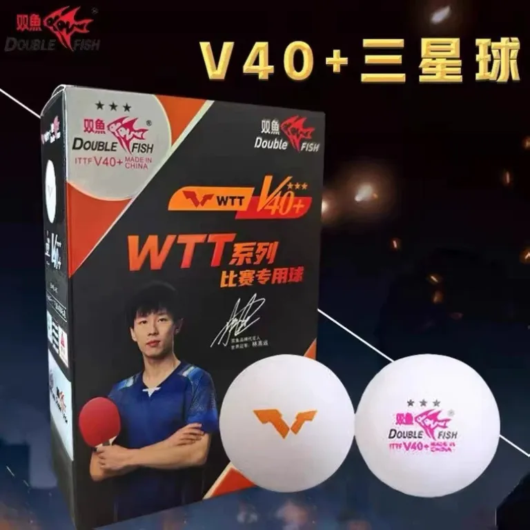 توپ پینگ‌پنگ سه ستاره دو ماهی V40 + توپ WTT مخصوص مسابقات پاریس