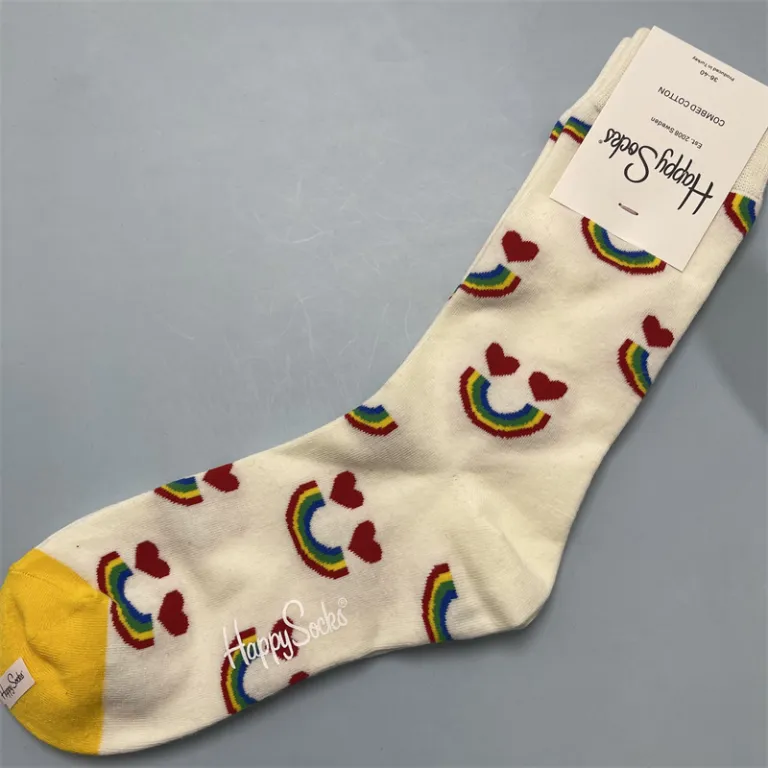 جوراب زنانه رنگارنگ HappySocks طرح کارتونی بامزه مدل اینستاگرامی نیمه‌ساقه بیرونی خیابانی