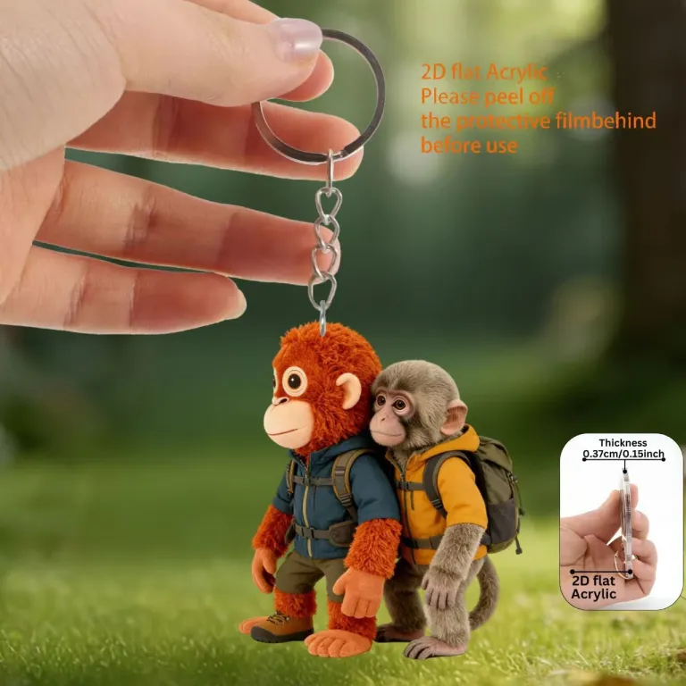 آویز عروسکی میمون Protect Punch قرمز با اکریلیک تخت 2D