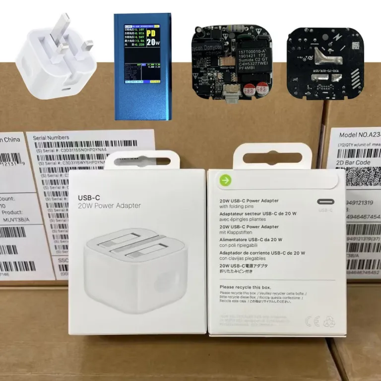 20W شارژر اصلی PD با استاندارد بریتانیا و سه شاخه تاشو، مناسب آیپد اپل، گوشی آیفون