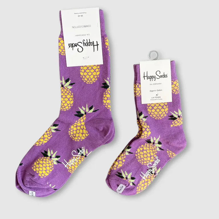 جوراب بچگانه HappySocks طرح کارتونی ساق متوسط مدل هایپی مناسب دختر و پسر برای استفاده بیرون از منزل طرح بامزه عمده و خانوادگی