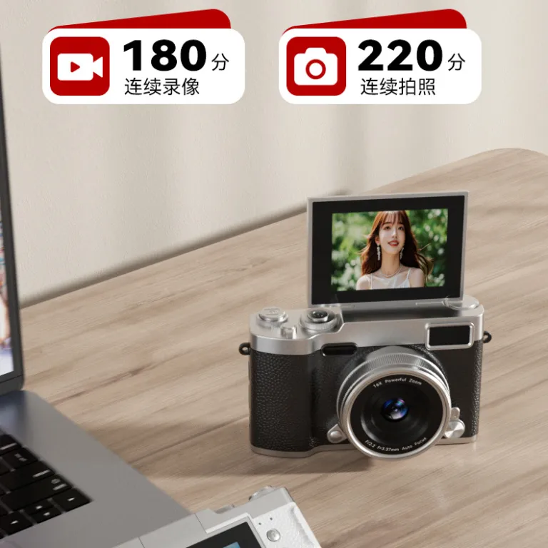 دوربین CCD با کیفیت فوق‌بالا، صفحه نمایش چرخان و تاشو، دوربین دیجیتال یکپارچه برای دانش‌آموزان، پردیس، سفر و سبک رترو با زوم 16 برابر