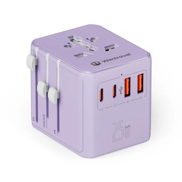مبدل چندکاره برق کارخانه 25W شارژ سریع 3AC پریز استاندارد اروپا مبدل چندمنظوره تبدیل برق جهانی