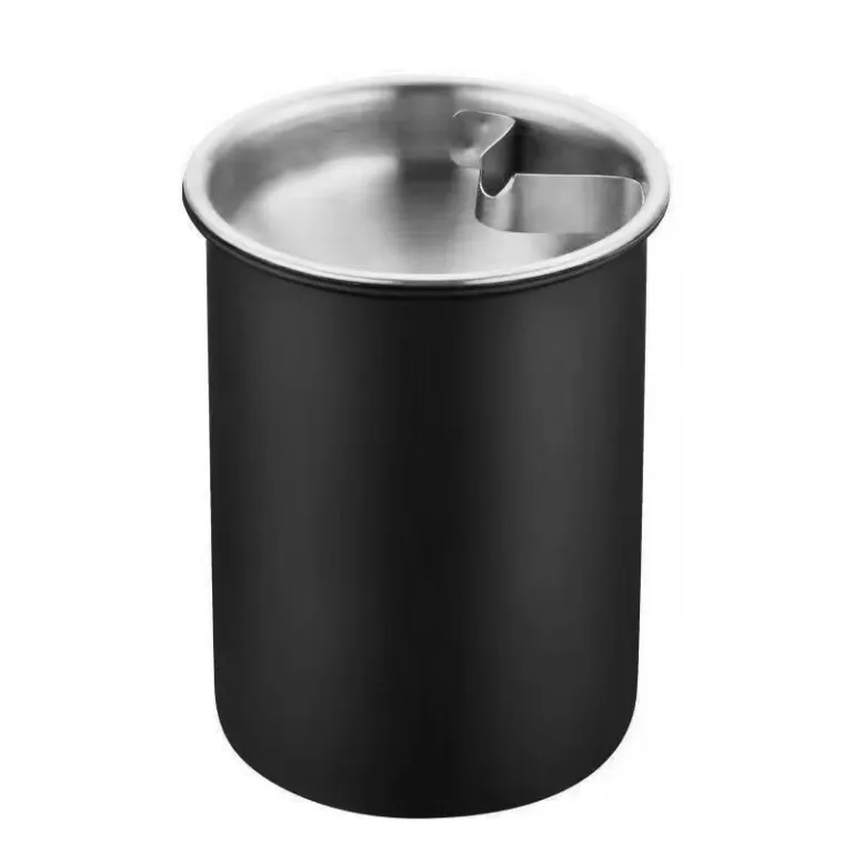 زیرسیگاری استیل ضدزنگ خانگی درب‌دار خلاقانه و شیک برای پذیرایی، اتاق خواب و خودرو، قیفی ضد پراکندگی مناسب خوابگاه