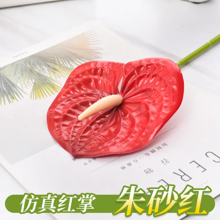 گل آنتوریوم مصنوعی تک شاخه 3D با بافت طبیعی فلامینگو دکور صحنه خانه چیدمان تزئینی شاخه گل مصنوعی دسته گل