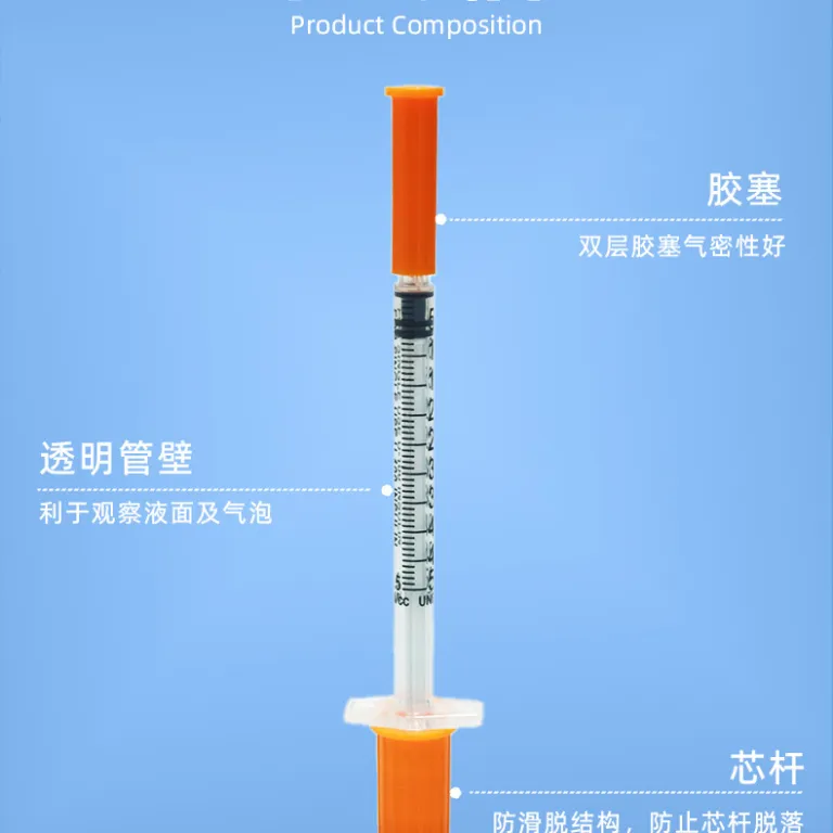 1ml/0.5ml سرنگ تزریق یکبارمصرف دستی، سرنگ تغذیه، سرنگ انسولین با سوزن ثابت