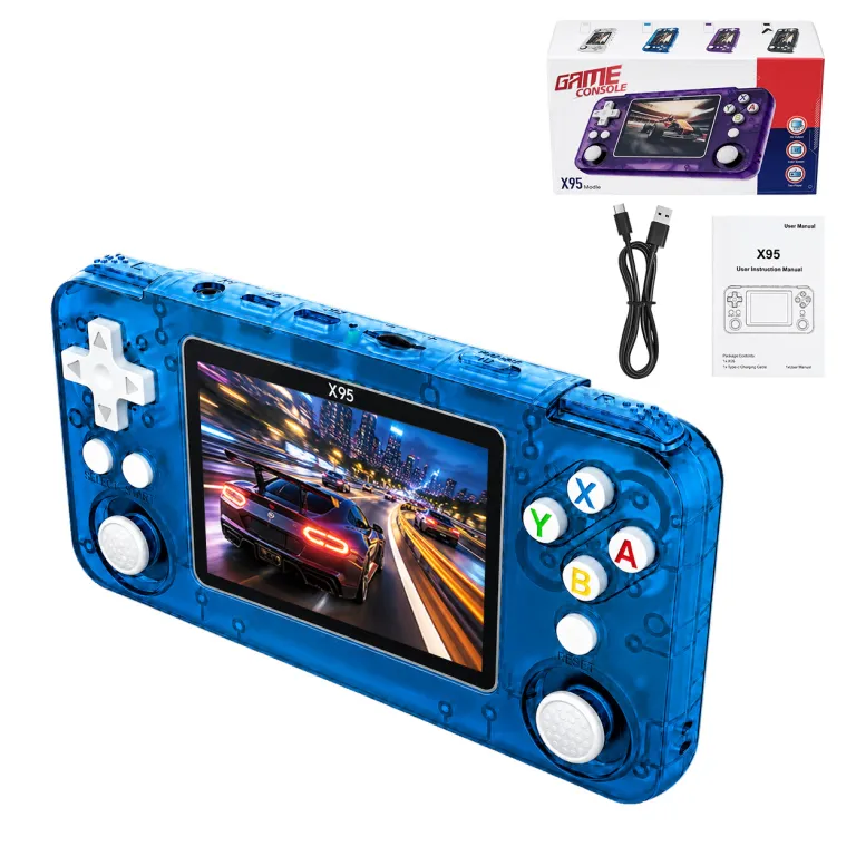 کنسول بازی دستی جدید X95 با صفحه‌نمایش 3 اینچی HD، بازی‌های رترو و نوستالژیک دوران کودکی، قابل حمل