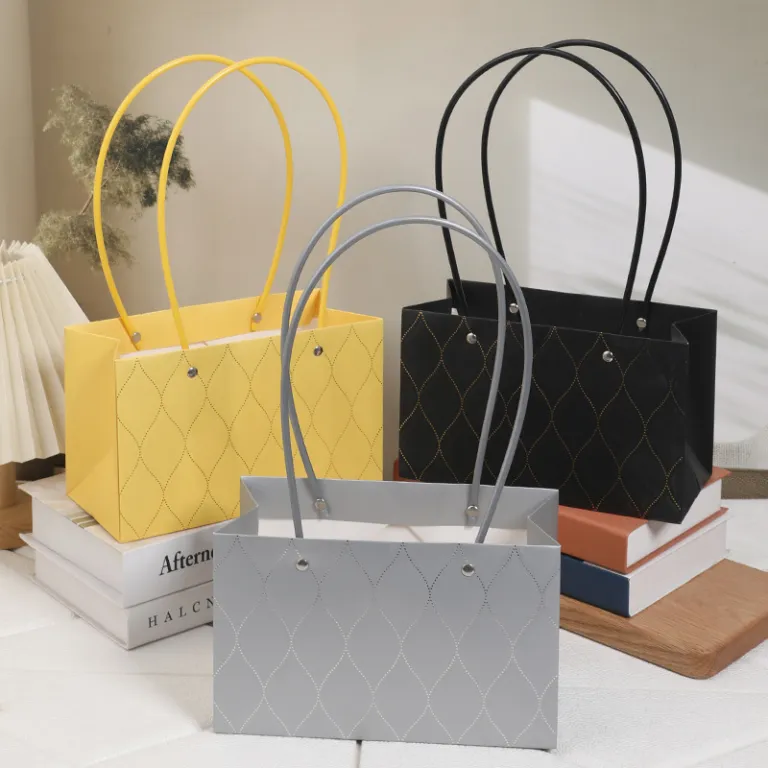 کیف دستی گل چند رنگ، کیف دستی گل برای کلاس گل‌آرایی، کاغذ بسته‌بندی ماکارون، کیف کاغذی ساده ضد آب مناسب ولنتاین
