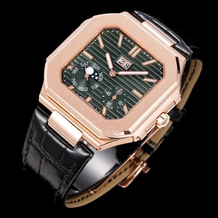 ساعت مردانه کلاسیک تمام اتوماتیک مکانیکی سری Patek Nautilus 5822 با بند چرمی، آماده دراپ‌شیپینگ