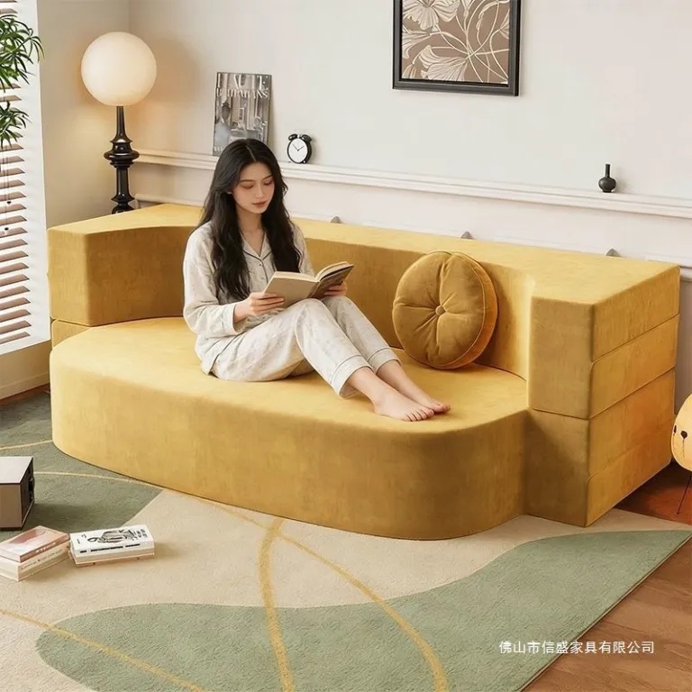مبل فشرده برای پذیرایی کوچک، مبل پارچه‌ای راحتی خانگی، مبل دو نفره تخت‌شو
