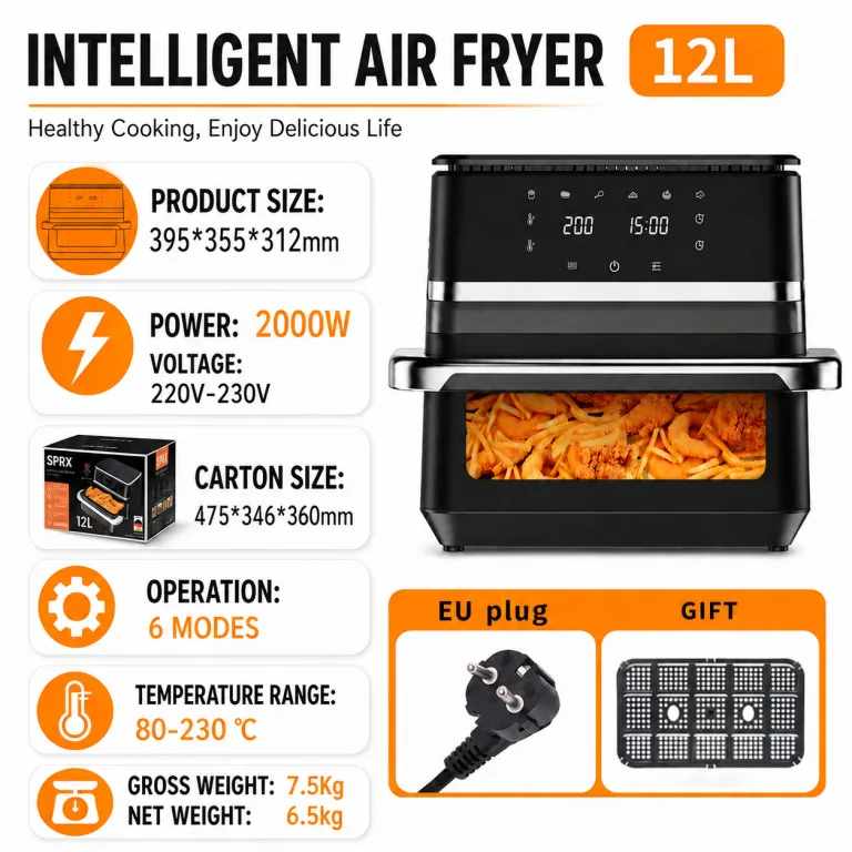 2026 سرخ‌کن بدون روغن مدل جدید خانگی، دستگاه چندکاره سرخ‌کن و فر airfryer سفارشی 6 لیتر