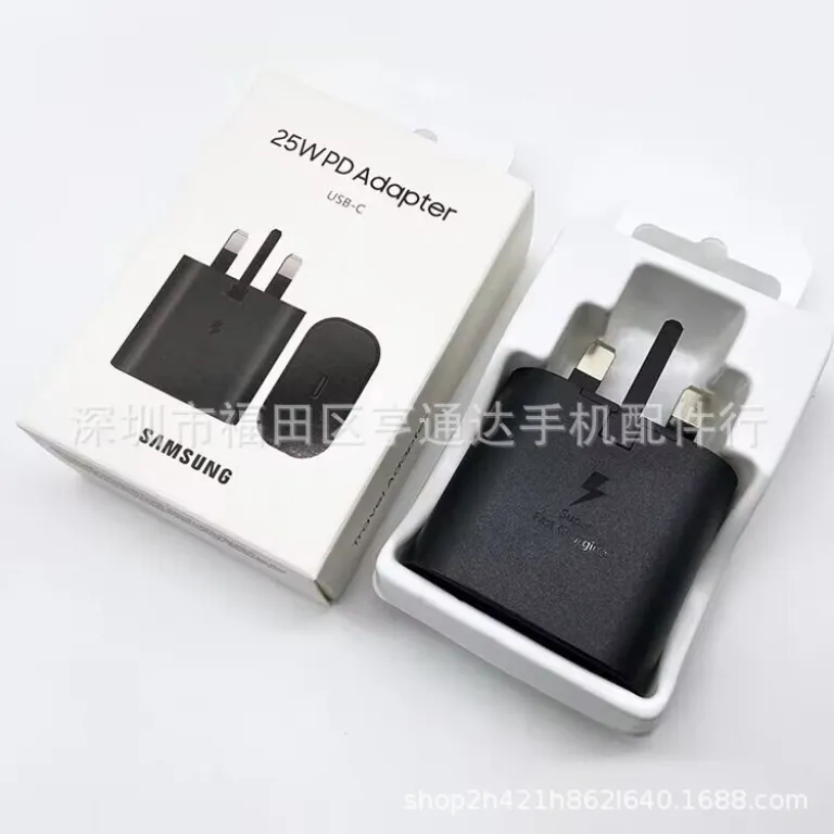شارژر اورجینال 25w با دوشاخه بریتانیایی مناسب سامسونگ note10 S20 s21 تایپ سی 25w شارژ سریع