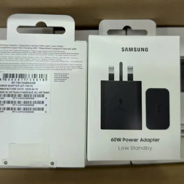 شارژر EP-T6010 با دوشاخه اروپایی، آمریکایی و انگلیسی 60W مناسب سامسونگ گلکسی S26U/S26+ شارژ فوق‌سریع 3.0