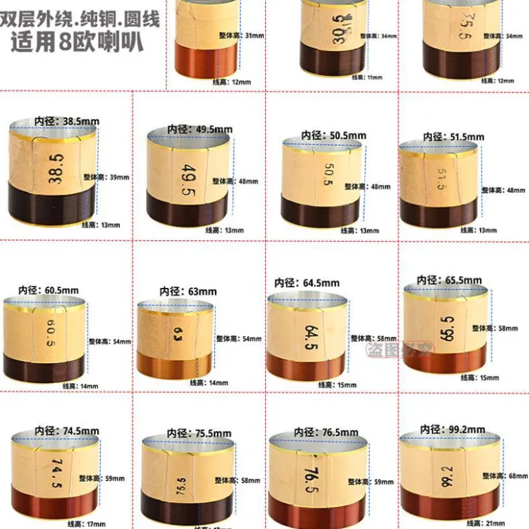 49.5 75.5 99.5mm سیم‌پیچ مسی خالص ووفر 10 12 اینچ 15 اینچ 100 هسته قطعات تعمیر بلندگو