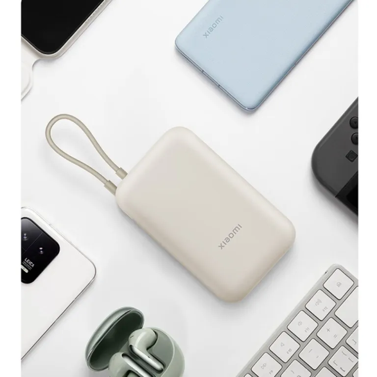 پاوربانک جیبی شیائومی با کابل داخلی 10000mAh مناسب دانش‌آموزان و رفت‌وآمد روزانه، شارژ سریع، هدیه تبلیغاتی سازمانی