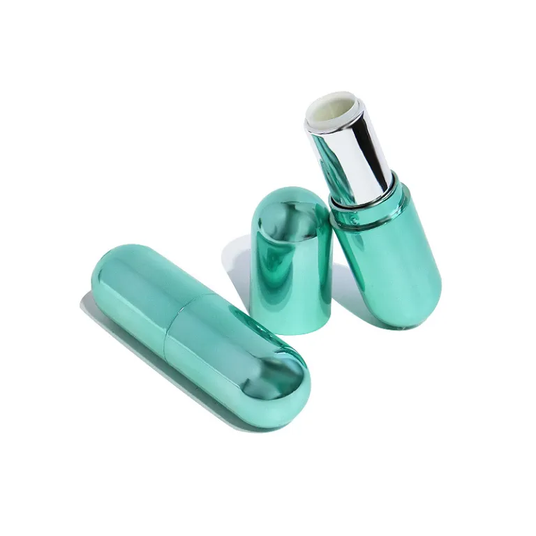 سفارشی OEM 3.5g تیوپ بیضی لب‌گلاس و رژ لب با آبکاری سبز فیروزه‌ای بسته‌بندی لوازم آرایشی کارخانه اصلی