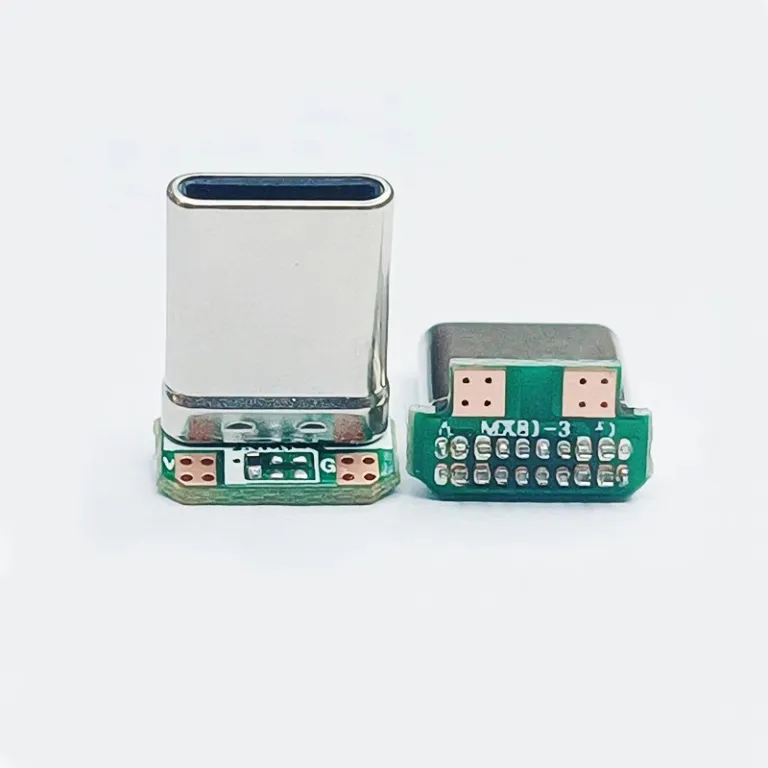 TYPE-C کانکتور نری عمودی 16Pin با برد PCB 2/3/4/5/6 پد لحیم کشیده 90 درجه L شکل
