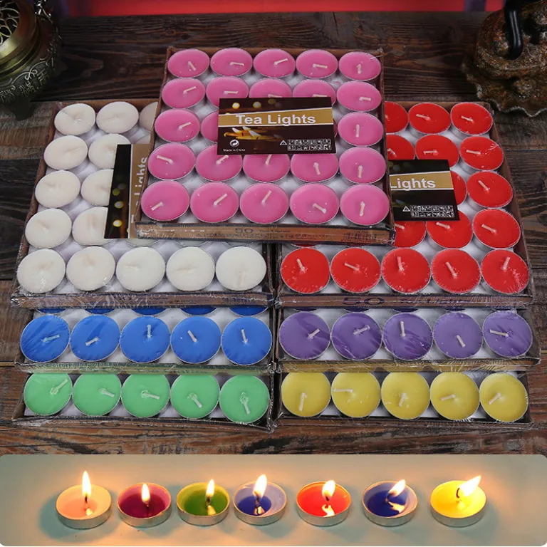 100 بسته 4 ساعته شمع بدون دود برای گرم کردن چای پارافینی مناسب تولد و ابراز عشق گرد 50 عددی عمده