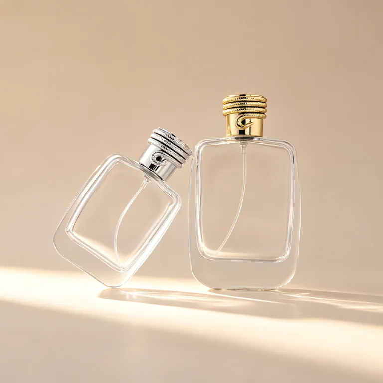 بطری خالی عطر مربعی ضخیم شیشه‌ای شفاف برای پر کردن مجدد، بطری اسپری فشاری لوازم آرایشی