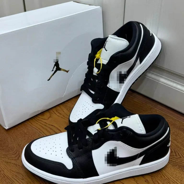 کفش بسکتبال ساق کوتاه نایک aj1 طرح پاندا سیاه و سفید و swoosh معکوس جردن 1 چرم لایه اول