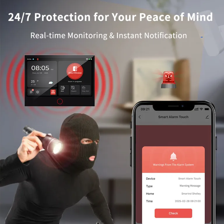 کیت دزدگیر امنیتی بی‌سیم با صفحه لمسی 7 اینچی و وای‌فای 4G برای کنترل از راه دور، عمده