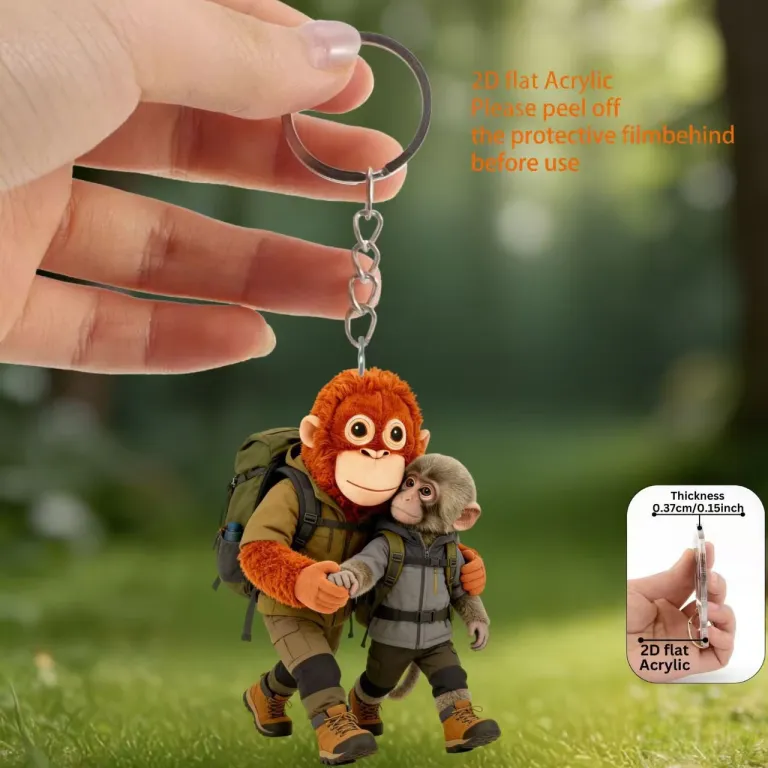 آویز عروسکی میمون Protect Punch قرمز با اکریلیک تخت 2D