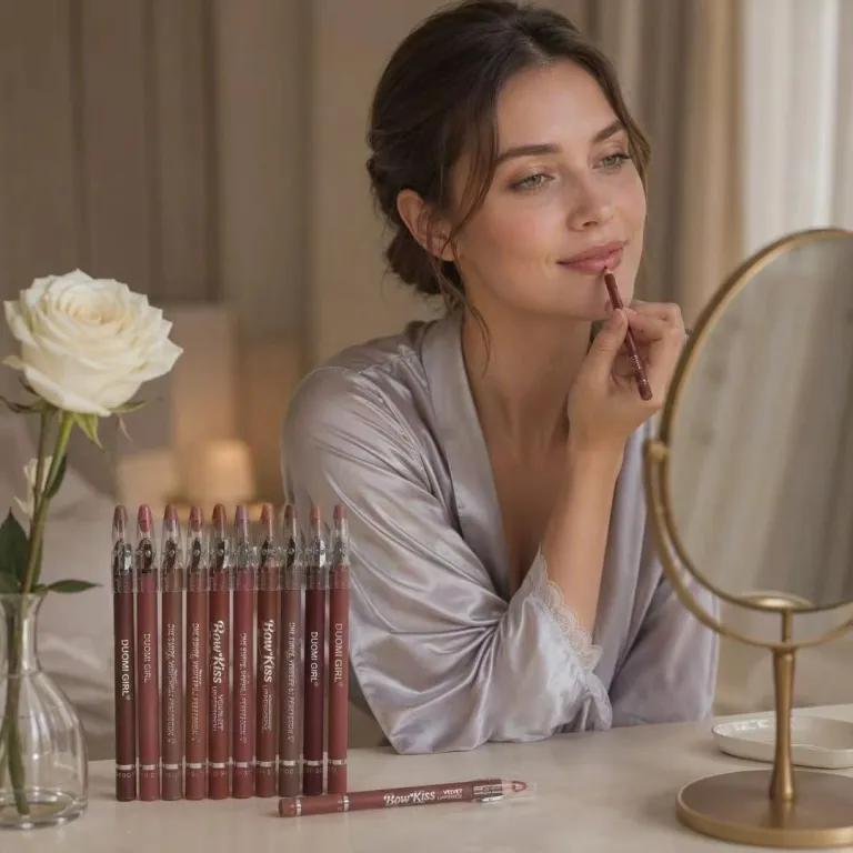 مداد لب مات جدید DUOMI GIRL ضدآب و ضدتعریق، مداد لب صاف و خط لب همراه با مدادتراش