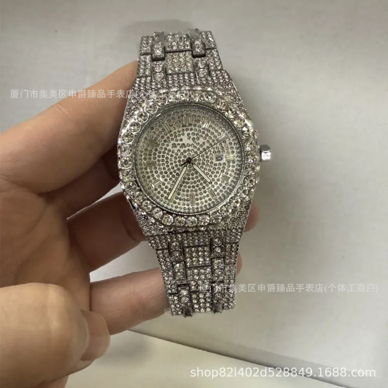 2025 ساعت مردانه باکیفیت تمام الماس AP، پرفروش در Dunhuang و AliExpress، شیک و مد روز، موتور کوارتز، عرضه مستقیم از کارخانه