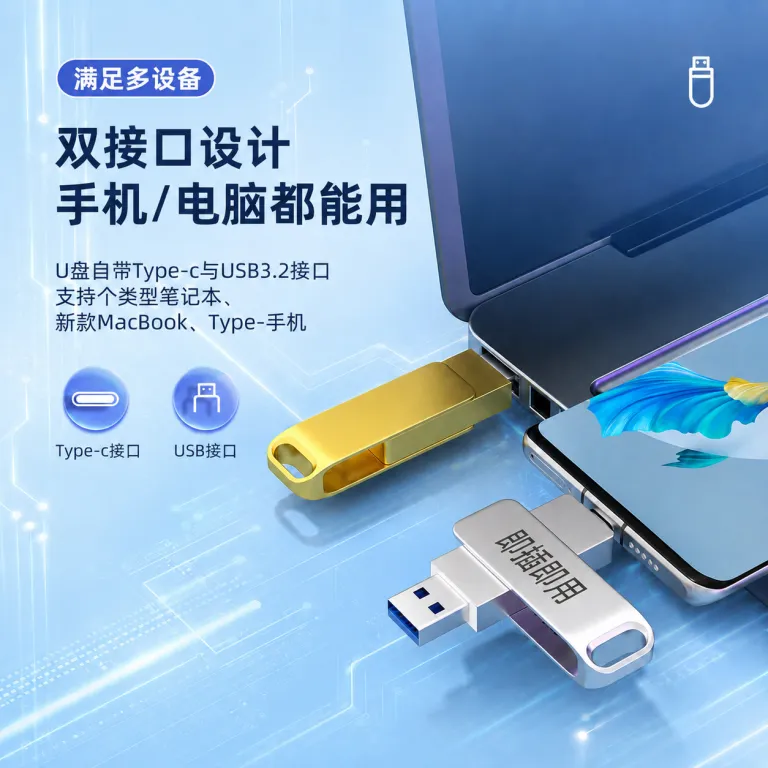 فلش مموری چرخان فلزی type-c فلش پرسرعت usb3.032g فلش مموری otg16g دوکاره گوشی و کامپیوتر خودرویی